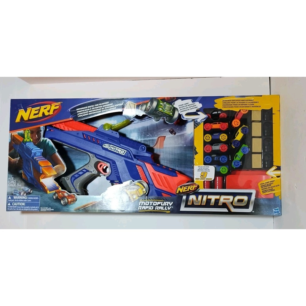 Nerf Nitro MotoFury Rapid Rally Motorized Blasting‎ 9 Foam Cars Ramp Obstacles
